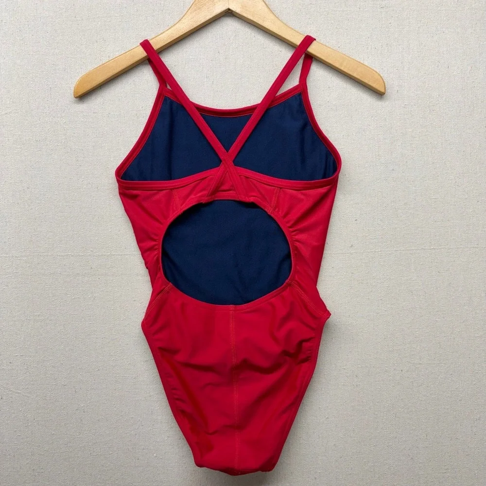 Girls Red Lifeguard One Piece Swimsuit‎ Guard+ Graphic Crossback Swim Suit